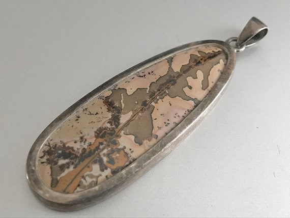 Petrified Wood & Sterling Silver Pendant / Fossil… - image 3