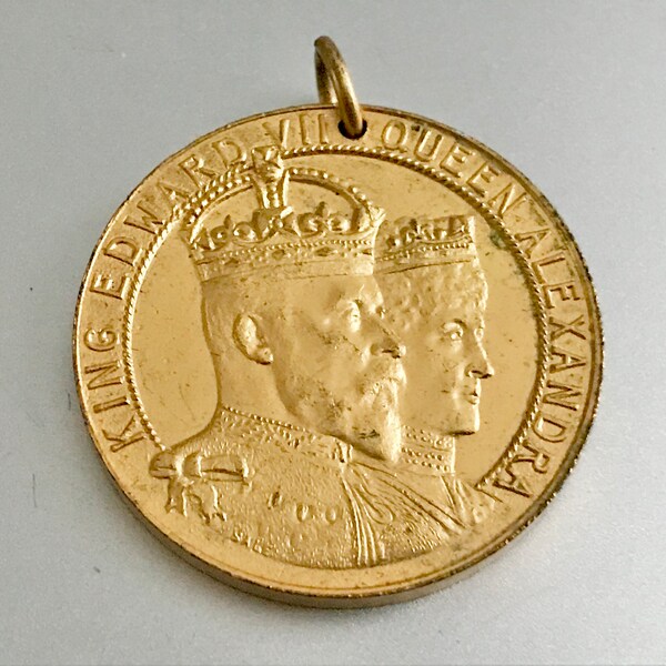 Antique 1902 King Edward VII & Queen Alexandra Coronation Medal / Royalty / Monarch / Queen Elizabeth / Royalty