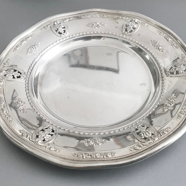 Antique Sterling Silver Serving Plate / Wallace Rose Point / Serving Dish / Hallmarked / 925 / Wedding / High Tea Charcuterie / Bread Plate