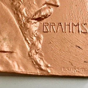 Franz Stiasny Bronze Medal of Brahms / Composer / Pianist / Piano / Art Plaque / Art Deco / Exunomia / Portrait Miniature image 5