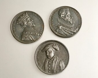 Antique Original 18th Century (1730s)  Jean Dassier Medals / Kings and Queens of England / English Monarch / Richard / James / Coin / Medal