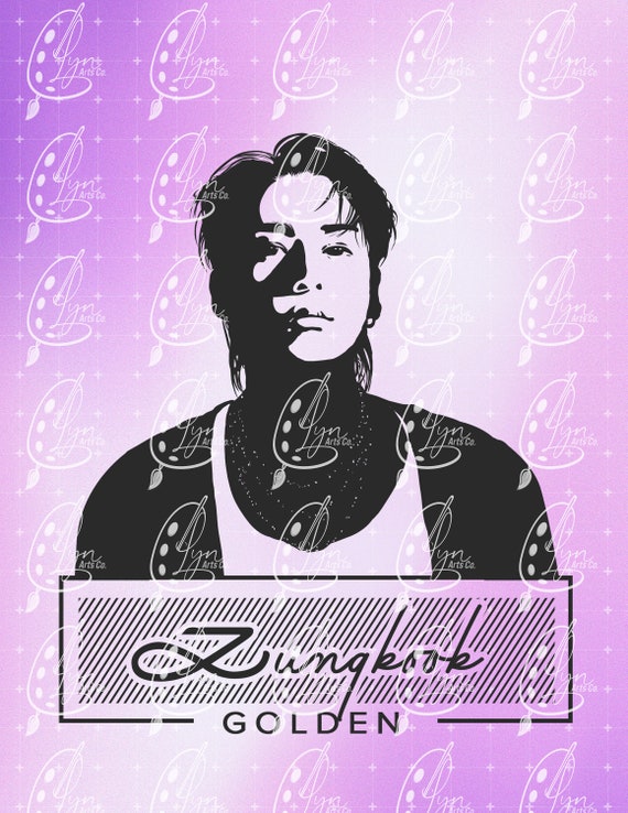 BTS Jungkook Golden Silhouette SVG Cut File for Cricut Vinyl
