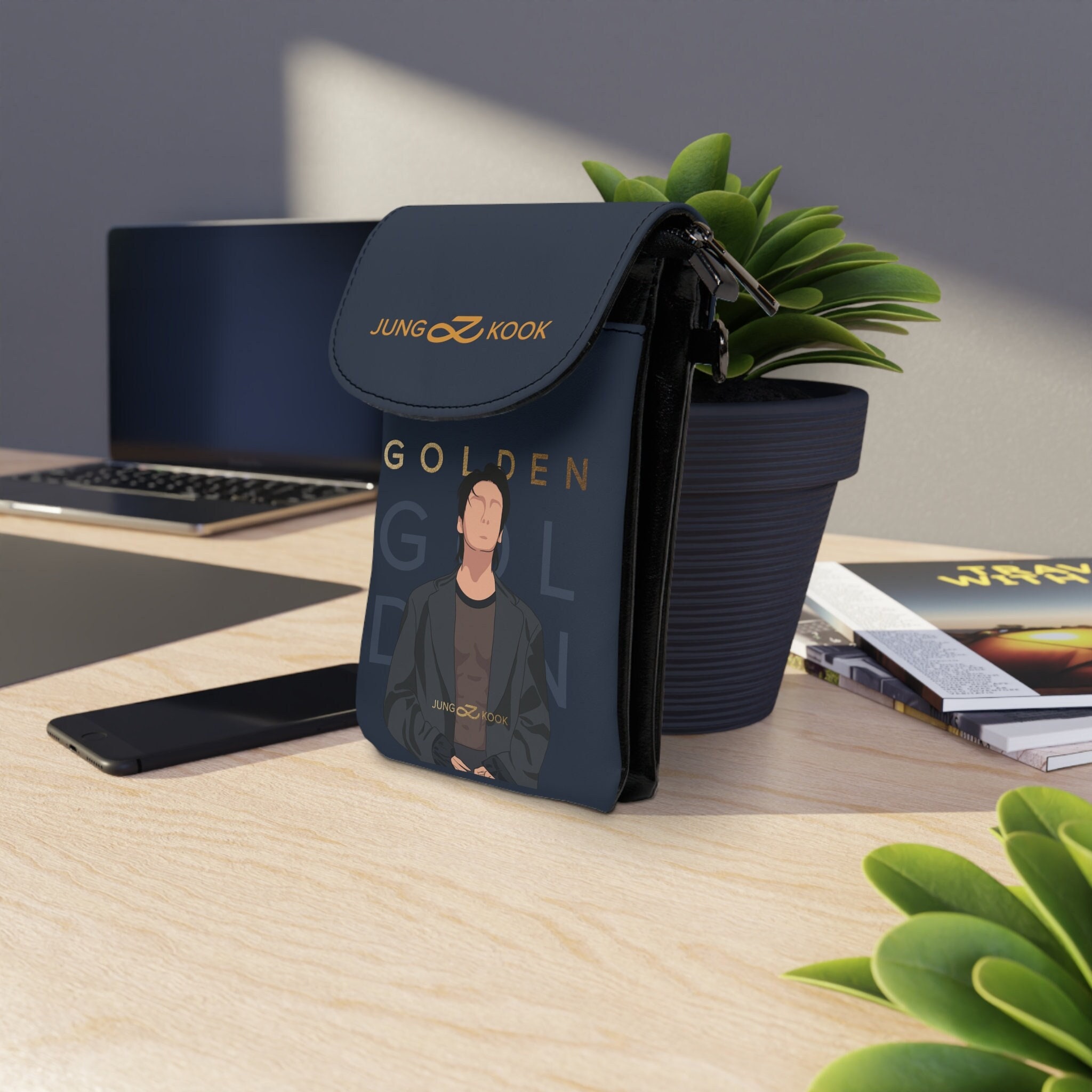 BTS Jungkook マグネットカードケース BTS Jungkook Golden Small Cellphone Wallet | BTS Jungkook Inspired