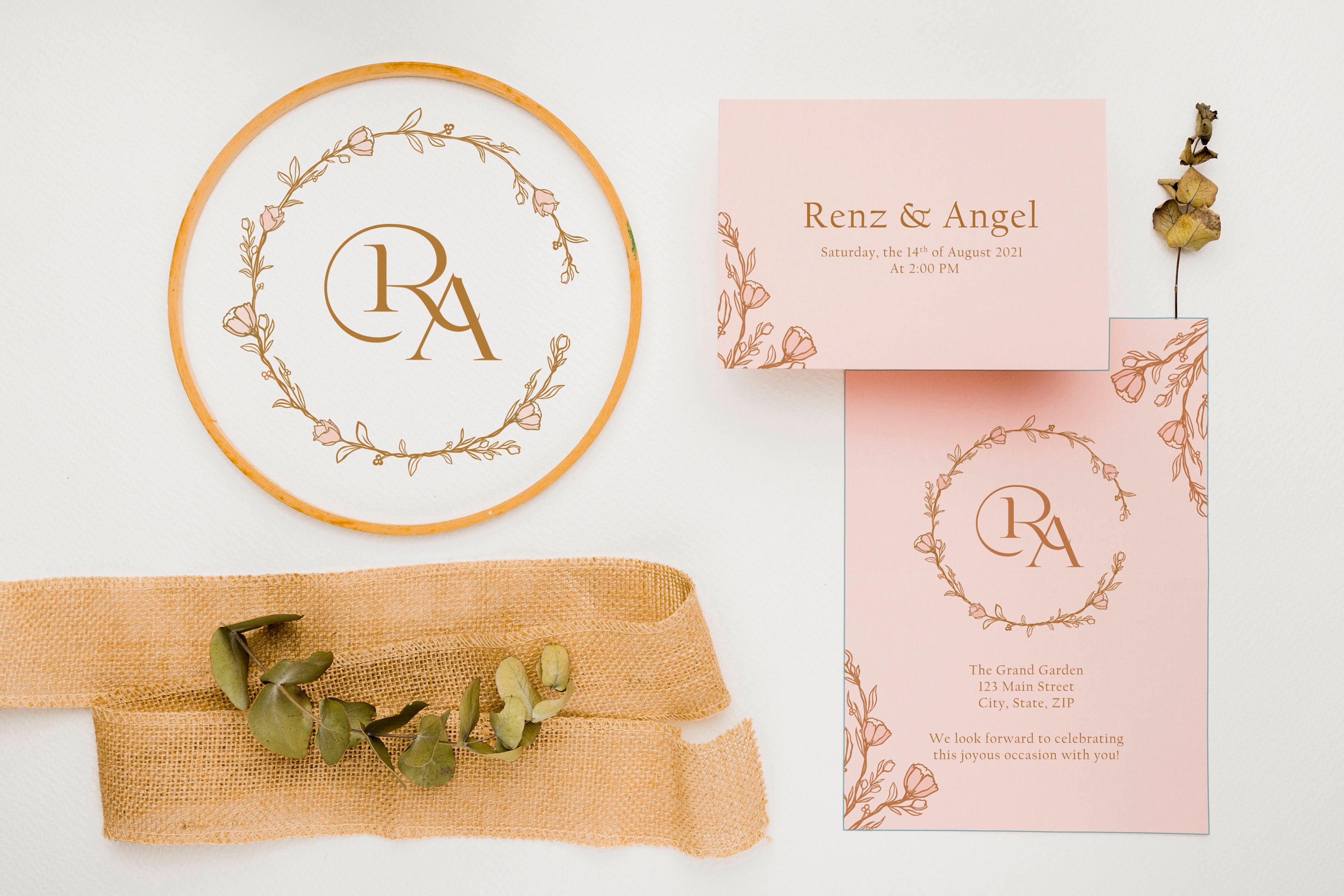 Premade Wedding Floral Monogram Logo (made to Order) - Etsy