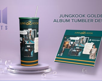 Plantilla de sublimación del álbum dorado BTS Jungkook de alta calidad - Descarga de archivos digitales