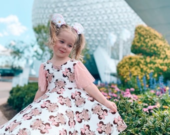 Minnie Mouse Boquet Dress, Flower & Garden Festival Outfit, Epcot Toddler Dress, Epcot Outfit, Minnie Twirl Dress, Pink Minnie Mouse shirt