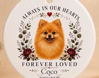 Personalized Orange Pomeranian Memorial Ornament | Pet Loss Gift | Ceramic Dog Memorial Keepsake