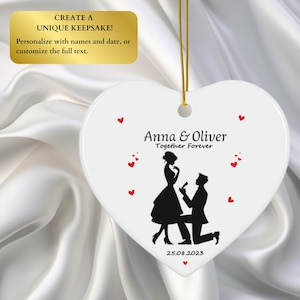 Personalized Engagement Ornament – Romantic Valentine’s Day Gift – Heart-Shaped Couple Keepsake – Love Ornament for Her or Him