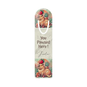 Personalized Capybara Metal Bookmark – Unique Gift for Capybara Lovers and Bookworms – “You Pawsed Here” Custom Bookmark