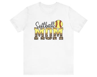 Leopard print softball Mom shirt, animal print softball mama, Mothers Day gift, sports mom, softball shirt, Unisex Short Sleeve Tee