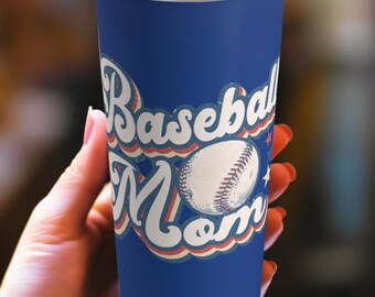 Baseball Mom kubek ze stali nierdzewnej 20 uncji, prezenty dla mamy, prezenty dla mamy baseballisty, kubek retro ball mom, prezent na dzień matki
