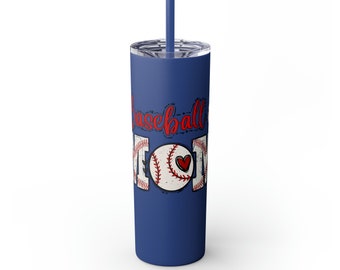 Baseball Mom tumbler, gifts for softball moms, Mothers Day gifts, team mom tumbler, travel mug, baseball cup Skinny Tumbler with Straw, 20oz