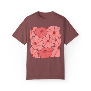 RETRO BLOEM OVERSIZE | comfort kleuren Unisex kledingstuk | Geverfd T-shirt esthetische retro bloem bloemgiften voor haar | Inspirerende bloemshirt