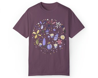 WILDFLOWER VINTAGE style Comfort T-shirt | Boho Wildflowers Tshirt | Floral Nature Shirt | Art  Deco Shirt | Flowers Lover Graphic Tee-Shirt