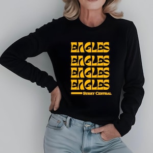 Eagles tee| black and gold| high school team| Eagles Fans| Eagles mom| Eagles mascot| gift for Eagles fans| Cotton Long Sleeve Tee