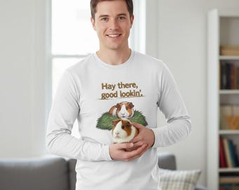 Unisex Lightweight Long Sleeve Tee with Fun Pet Design, Guinea pig, Perfect for Animal Lovers, Casual Wear, Everyday Comfort