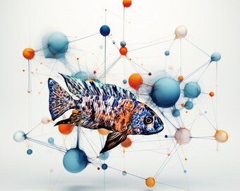 Vibrant Ob Peacock Cichlid - Abstract Geometric Art Digital Download