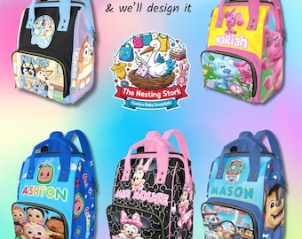 Custom Designed Character Diaperbag of your choice, Character Bookbag