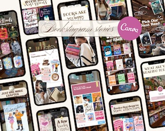 Bookstagram Instagram Story Templates Canva for Book Lover Bloggers Author Social Media Crafters Readers Content Creators Viral Aesthetic