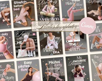 Pilates Instagram Post Cover Templates Canva Modern Clean Aesthetic Fitness Wellness Feed for Pilates Instructors Content Creators