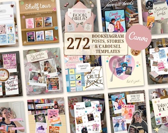 Bookstagram Canva Templates Instagram Posts Stories Pinterest Aesthetic Book Lovers Readers Authors Content Creator Social Media Mega Bundle