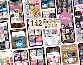 Bookstagram Canva Template Bundle Posts, Stories & Carousels Aesthetic Bookish for Book Lovers Readers Authors and Content Creators