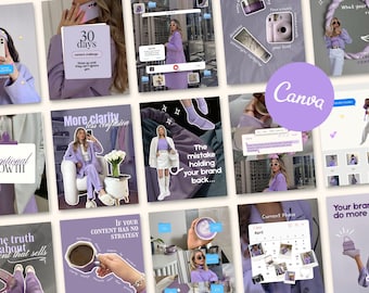 Coaching Instagram Templates Canva with IOS core Social Media Agency Kit Instagram Carousel Post Templates Purple Instagram Post Kit