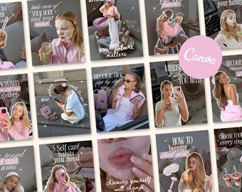 That Girl Pink Instagram Content Creator Templates Social Media Agency Wellness Coach Digital Marketing Posts SMM Viral Aesthetic Carousel