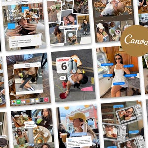 Puede incluir: Un collage digital de múltiples capturas de pantalla de interfaces de redes sociales con diversas fotos de estilo de vida, superposiciones de texto e iconos de aplicaciones. La composición incluye imágenes de comida, bebidas y personas.