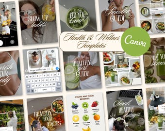 Health & Wellness Instagram Templates Healthy Habits Lifestyle Nutrition Posts Trendy iOS core for Wellness Content Creator Fitness Coaches