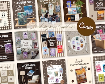 Bookstagram Instagram Post & Cover Templates Book Reviews TBRs Reading Updates Canva Templates for Auhtors Readers and Content Creators