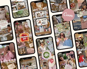 Aesthetic Scrapbook Instagram Reel Cover Canva Templates for Lifestyle Content Creators Influencers Bloggers Personal Brands Editable Kit