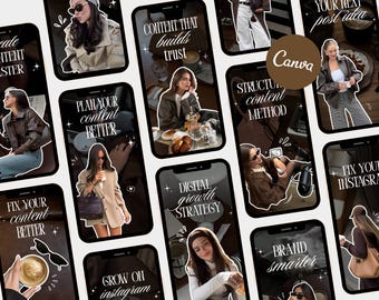 Brown Aesthetic Instagram Reel Covers Social Media Content Creator Personal Brand Digital Marketing Reels Canva Editable Templates SMM, UGC
