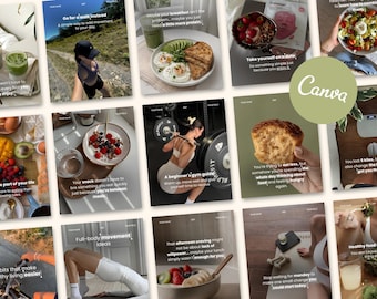 Instagram Post Cover Templates, Wellness Fitness Nutrition Healthy Lifestyle Canva Content Creators Nutritionists Small Business Canva