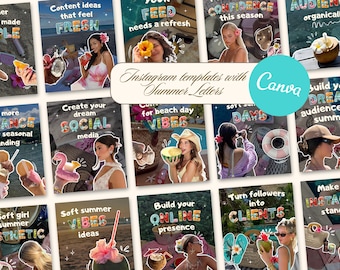 Aesthetic Trendy Summer Instagram Templates for Content Creators, Coaches Influencers Personal & Lifestyle Brands Editable in Canva