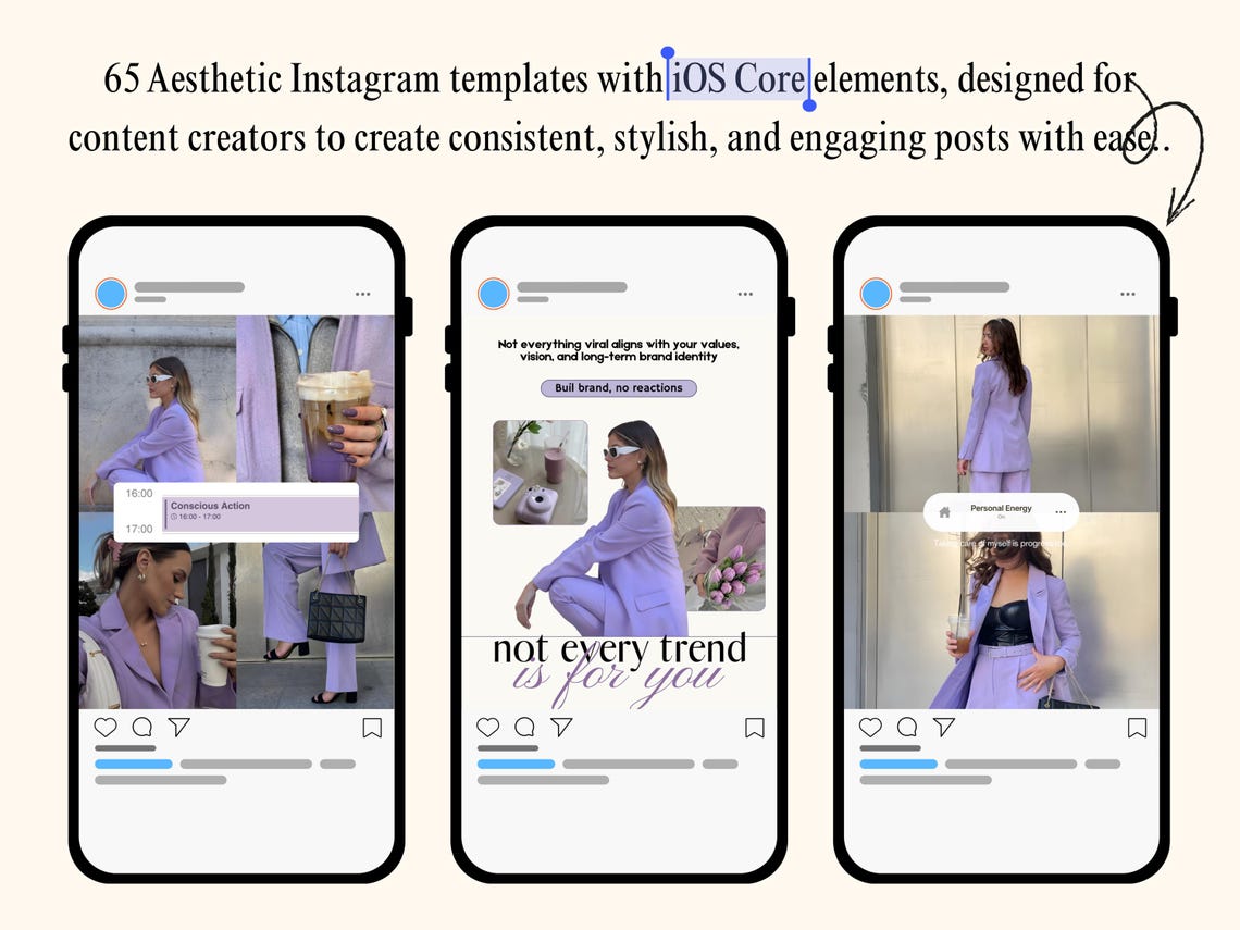 Cor Hexagonal Instagram Coaching Instagram Templates Canva With IOS Core Social Media Agency ...