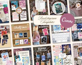Bookstagram Aesthetic Canva Post Templates Trendy iOS Cozy Bookish for Book Lovers Readers Authors and Content Creators Social Media Kit
