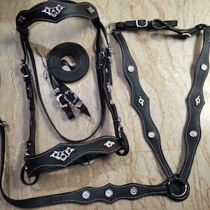 Horse Bridle with Reins and Breast plate set in Portuguese Style