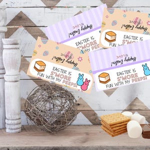 Para impressão, Topper de sacola, Sacolas de guloseimas, Páscoa, Peeps, Download digital, Etiquetas de S&#39;mores, Toppers de S&#39;mores, Etiquetas de S&#39;mores, Etiquetas de presente