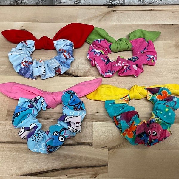 Scrunchies, Peppa Pig Scrunchies, Doc Mcstuffin scrunchies, Frozen Scrunchies, Trolls Scrunchies, Fabric Scrunchies, Elastic, Hair Ties