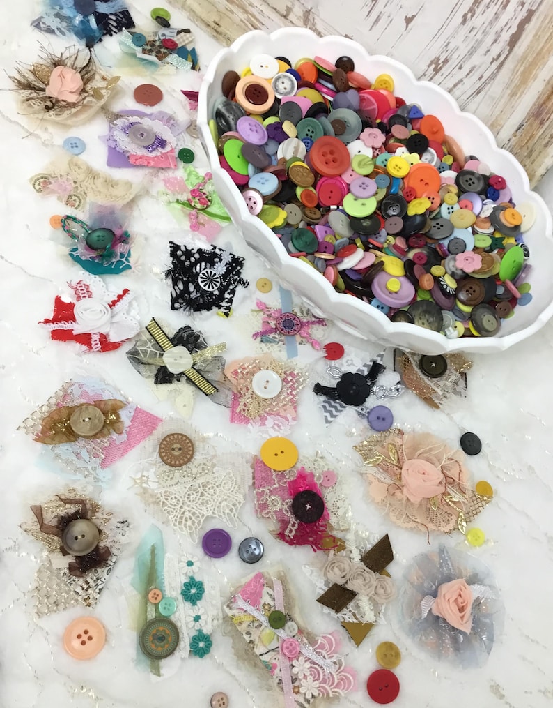 Cluster Ribbons Shabby Chic Fabric Clusters, Flower Clusters, Rosettes, Lace, Buttons ...