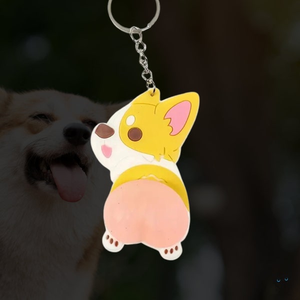 Squishy Corgi Butt Keychain | Corgi | Stocking Stuffer | Humorous Accessory | Gifts for Her | Durable & Unique Design