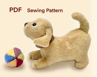 Little Puppy PDF sewing pattern Stuffed dog plushy toy sewing tutorial