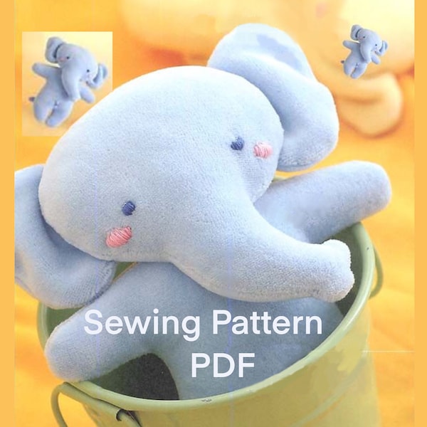 Elephant plushy PDF sewing pattern Stuffed plushie toy