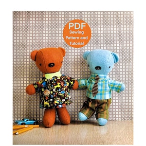 Bear Friends plushies PDF sewing pattern Stuffed teddy plushy toy sewing tutorial