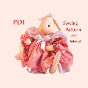 Vintage Bunny sewing pattern Stuffed Animal DIY plush toy sewing tutorial pattern Muslin pattern Cotton doll