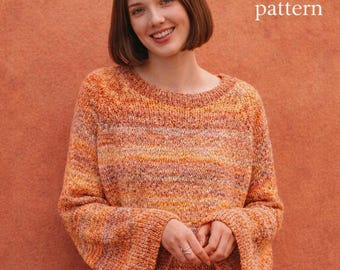 Raglan Pullover Strickmuster | Loose Fit Melange Garn (PDF Download)