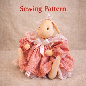 Vintage Bunny Sewing Pattern, Stuffed Animal Plush Toy (PDF)