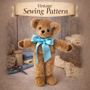 Vintage 1940s Teddy Bear Sewing Pattern, DIY Stuffed Animal (PDF Pattern)