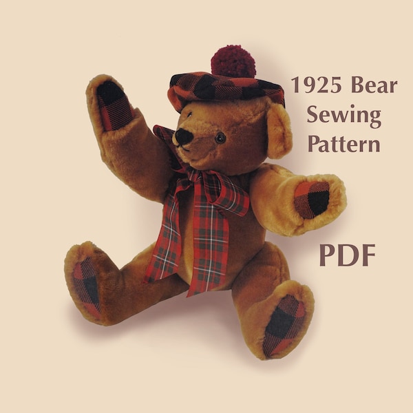 Vintage 1925 Teddy Bear Sewing Pattern: Rob Roy with Tam (PDF)